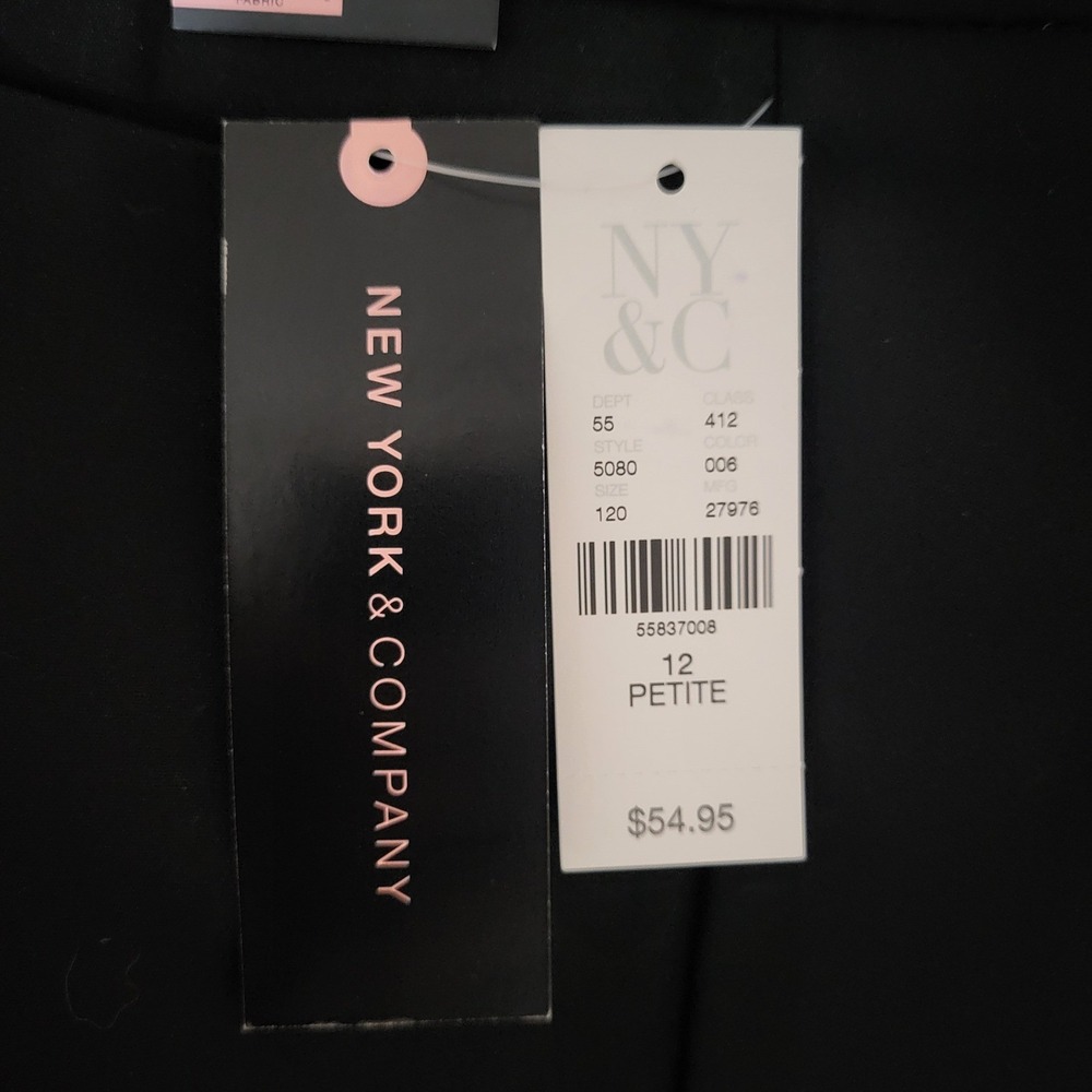 NY&Co Women's 12 Petite NWT All Season Stretch Shaping Black Dress Pants Sleek - Picture 3 of 15